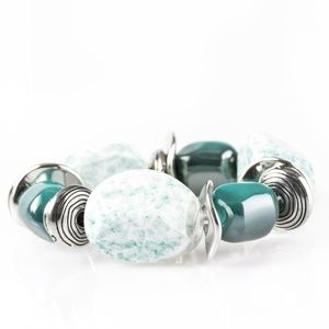 NWT teal & white chunky statement bracelet